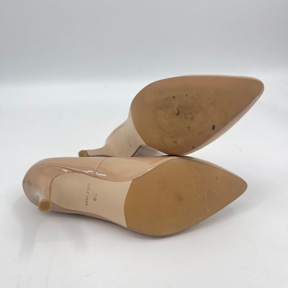 Cole Haan Tan Patent Leather Pumps | Classic Stiletto Heels - Picture 4 of 9
